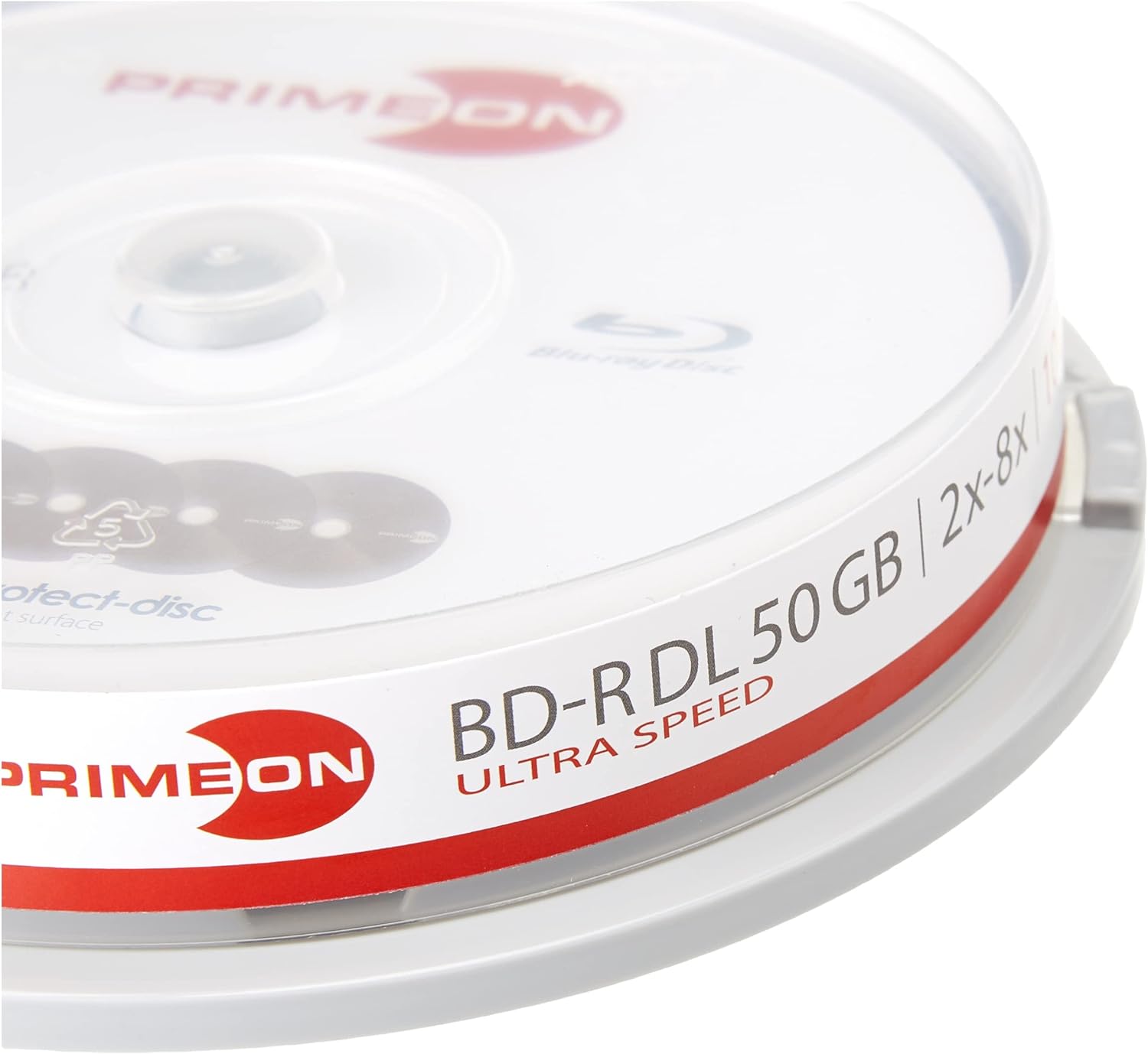 PRIMEON BD-R DL 50GB/2-8x Cakebox (10 Disc), ultra-protect-disc Surface 50 GB BD-R Bl (Blu-ray)