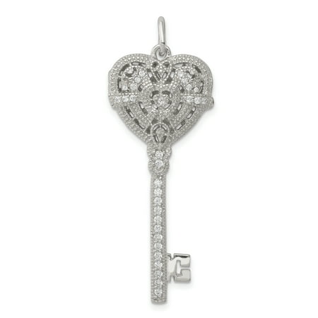 Sterling 925 Charm Pendant - 925 Sterling Silver Cubic Zirconia Cz Heart Key Photo Pendant Charm Locket Chain Necklace That Holds Pictures For Women