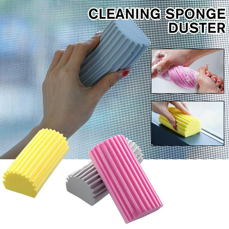  5-Pack Damp Duster, Duster Sponge, Cleaning Tool for Blinds,  Mirrors, Floor,Railings and Ceiling Fans, Reusable Damp Duster Sponge.  (Grey、Yellow) : Health & Household