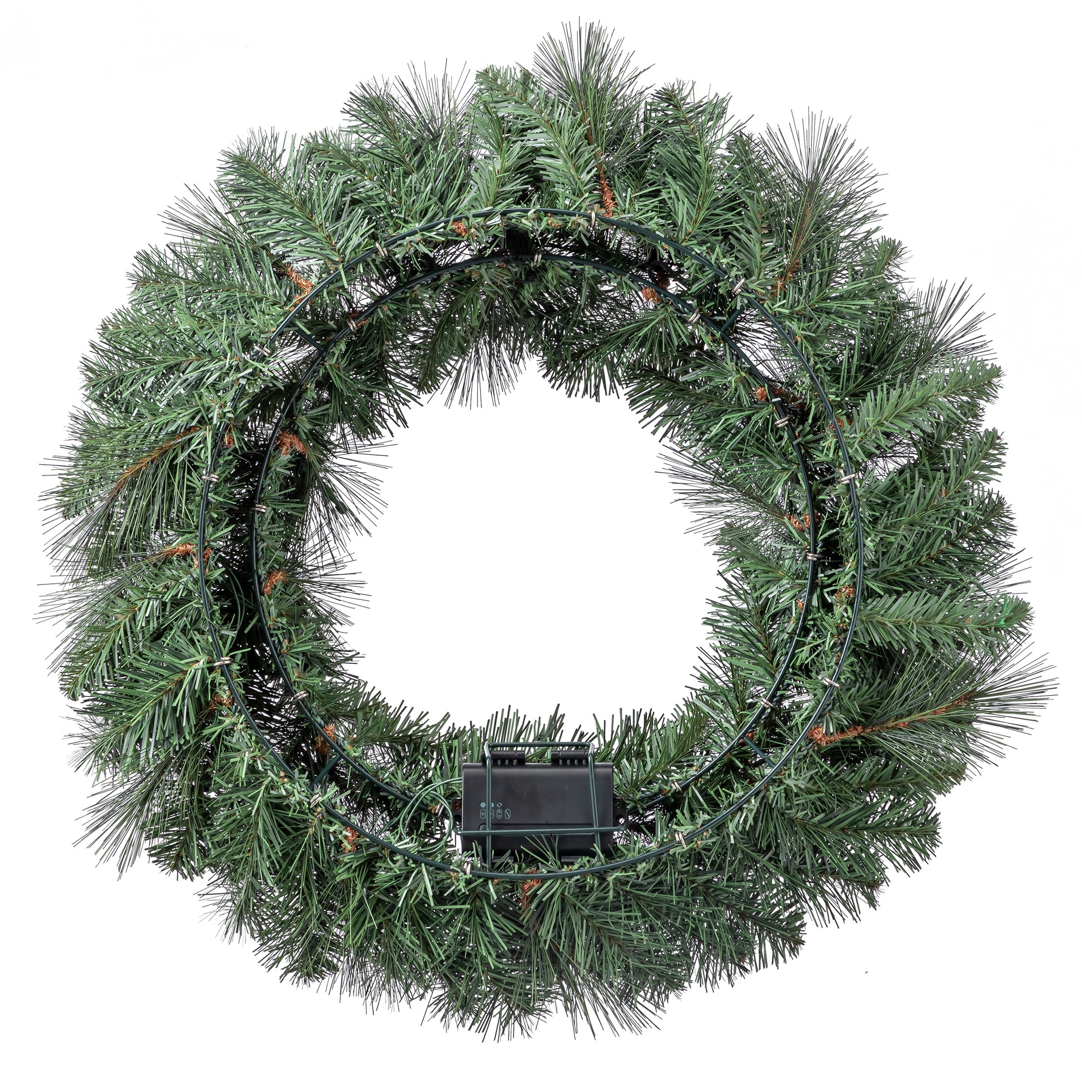 Scottsdale Pine Color-Changing Pre-Lit LED Battery Powered Christmas Wreath with Timer, Green, 24", by Holiday Time
