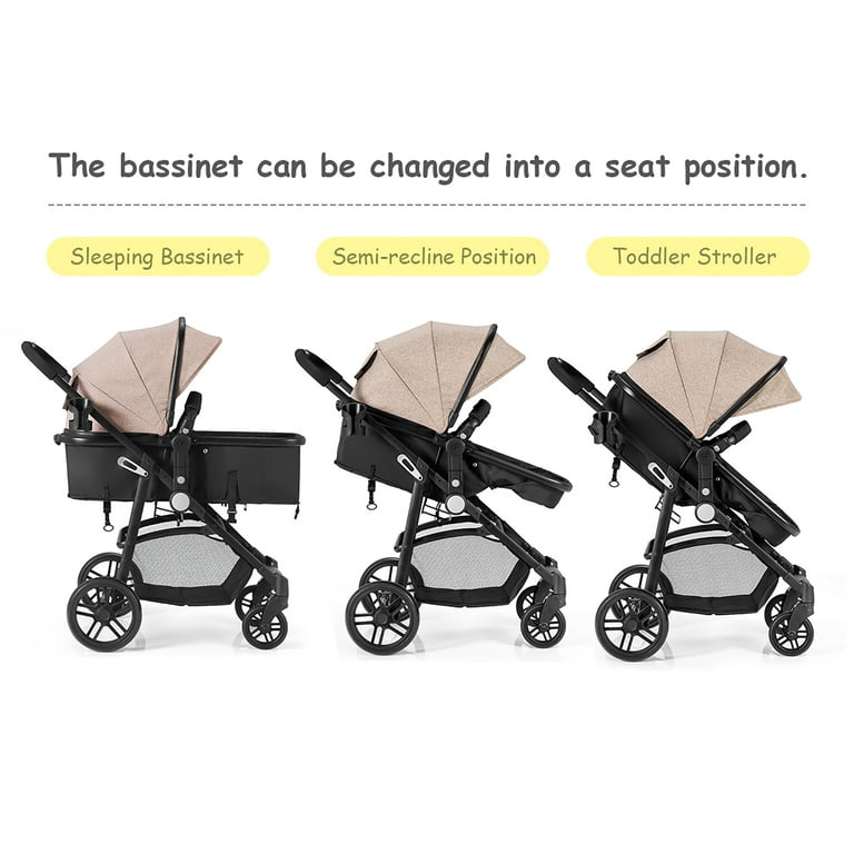 New Design Khaki Color High Landscape Baby Stroller 3 in 1 With Car Seat  2021