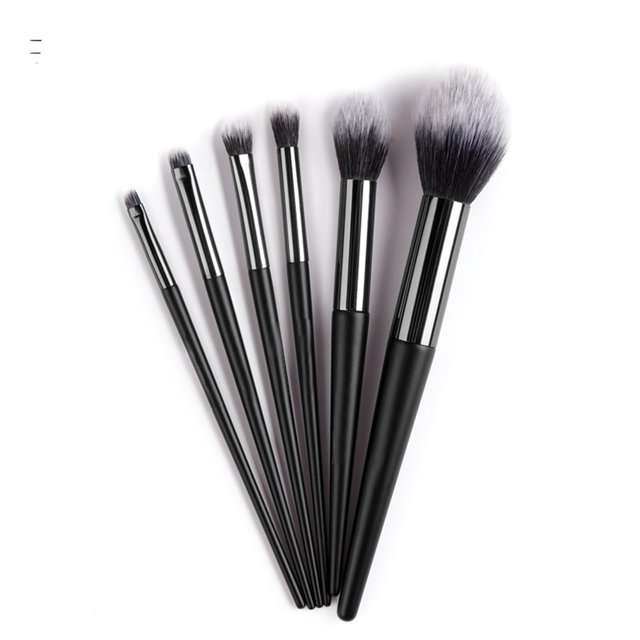 sistema de cepillo cosmético de los cepillos del maquillaje de la manija larga del pelo profesional del cepillo de la fibra 6pcs