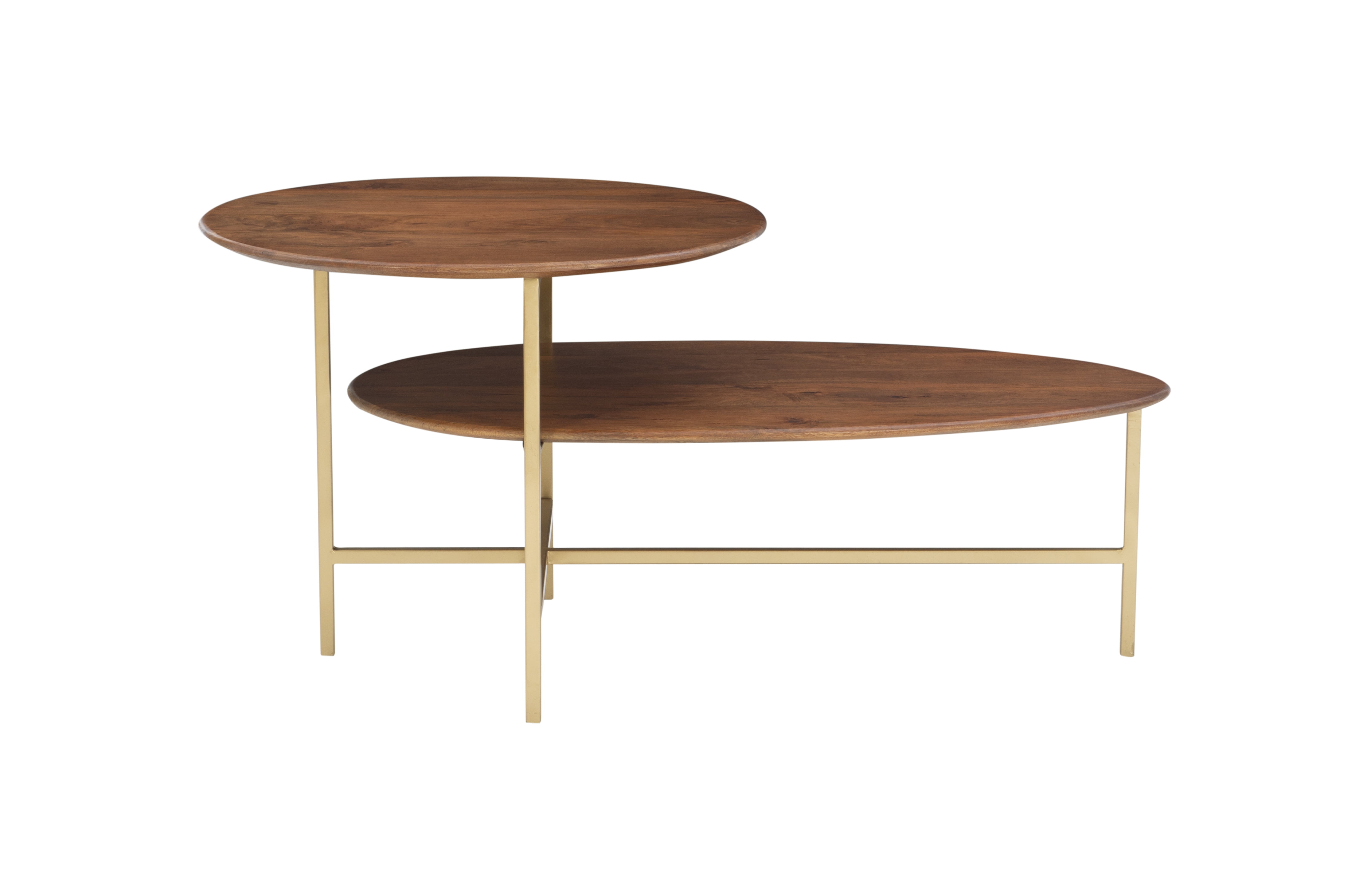 Dyllan Mid Century Modern 2 Tier Coffee Table Black Base with