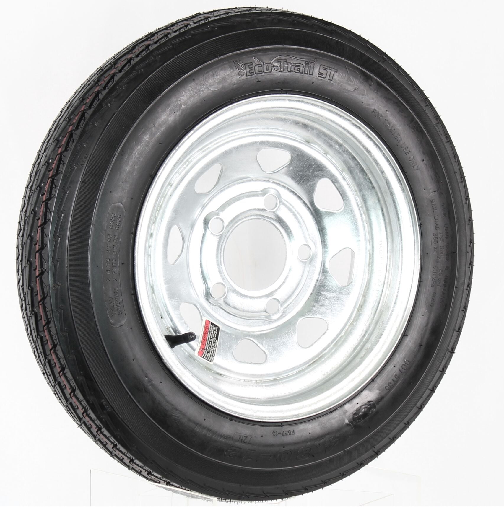 MOTOOS Trailer Tire 4.80 x 12 with Rim 5 Lug 2-Pack Trailer Tire of Wheel 4.80-12 Load B 5 Lug 480 x 12 White Rim 4PLY Trailer on 4.5 Center Tire Tubeless 
