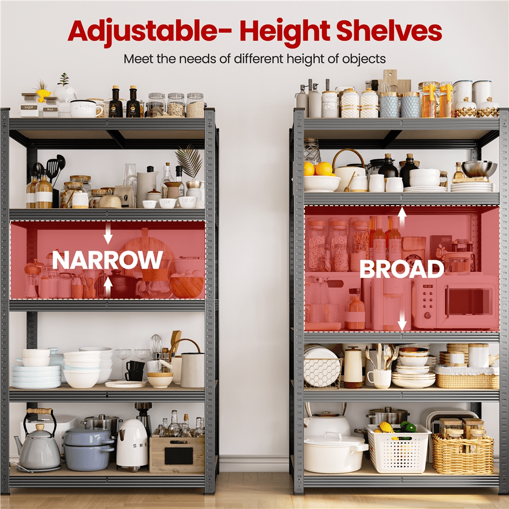 Alden Design 5-Shelf Boltless & Adjustable Steel Storage Shelf Unit, Dark Gray