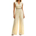 thumbnail image 5 of TEAJOPSUU Womens Jumpsuits Ruffle Sleeveless Lace Trim Wide Leg Jumpsuits Relaxed Fit Casual Romper for Vacation Beach Everyday Beige, 5 of 5