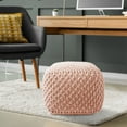 thumbnail image 7 of Casafield Square Pouf Ottoman, Light Pink - 18.5" W x 18.5" D x 14.5" H Cotton Knit Foot Stool - Boho Floor Pouffe for Living Room, 7 of 7