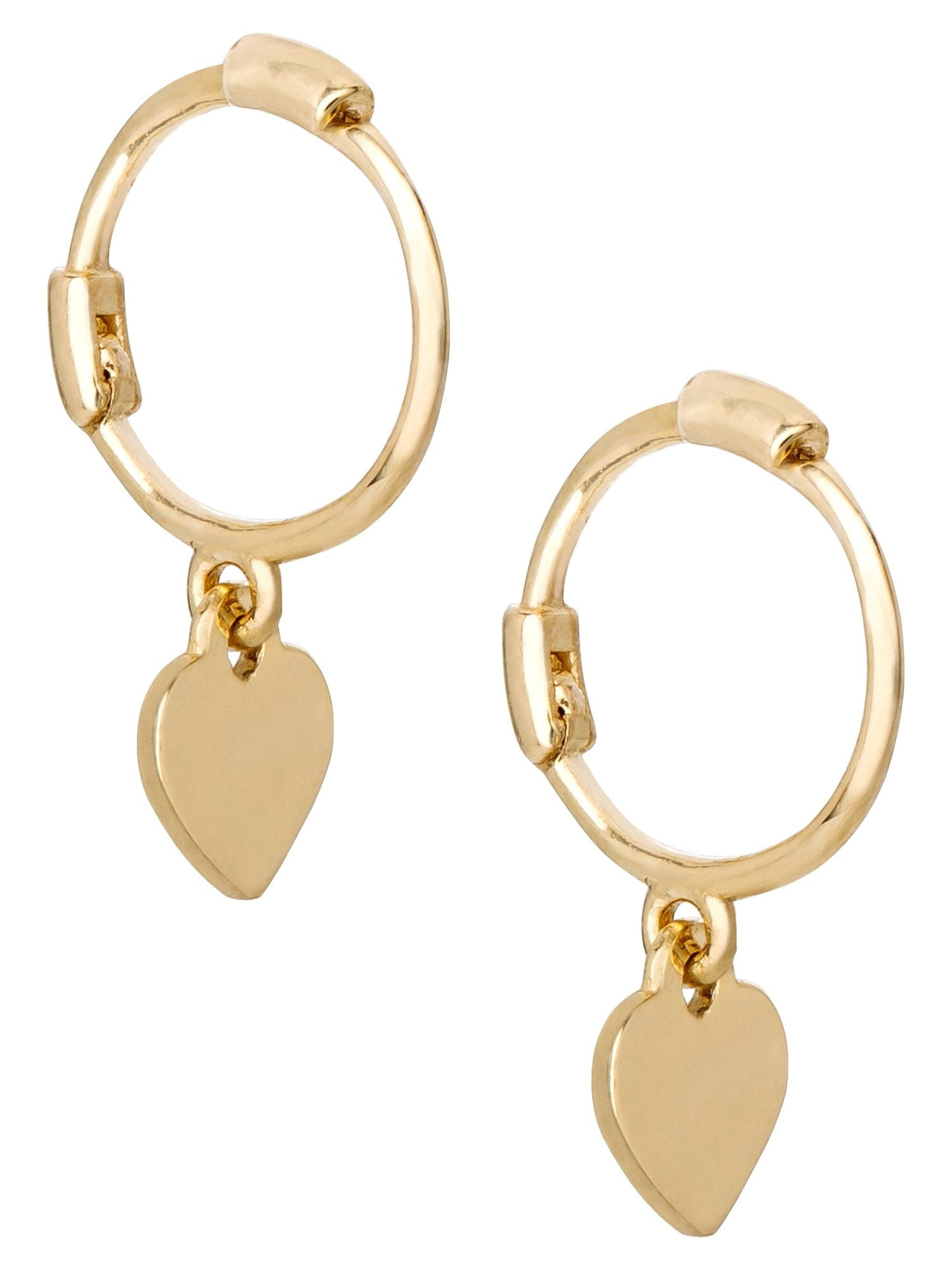 Brilliance Fine Jewelry Girl s 14K Yellow Gold Heart Huggie Hoop