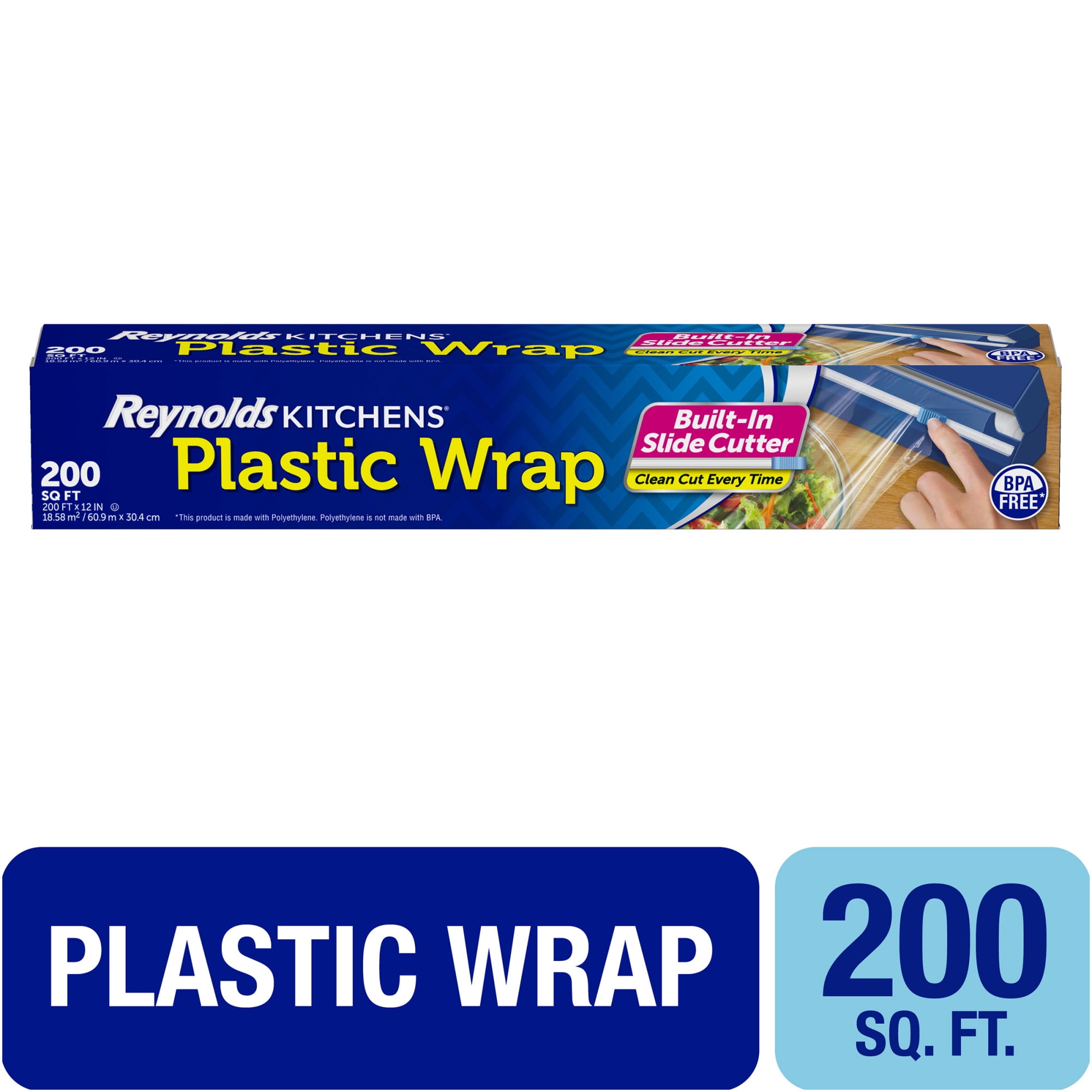 (12 pack) Reynolds Kitchens Quick Cut Plastic Wrap, 200 square feet