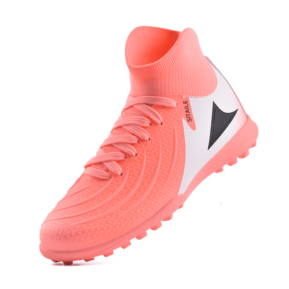 Kids Firm Ground Soccer Cleats Boys Girls High-Top Athletic Outdoor Football Shoes