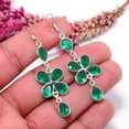 thumbnail image 3 of Emerald (Simulated) Gemstone 925 Sterling Silver Handmade Earring 2.15" E110, 3 of 4