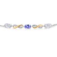 thumbnail image 2 of Gem Stone King 925 Silver and 10K Yellow Gold Blue Tanzanite Lab Grown Diamond Bracelet for Women Set with Moissanite (1.48 Cttw), 2 of 3