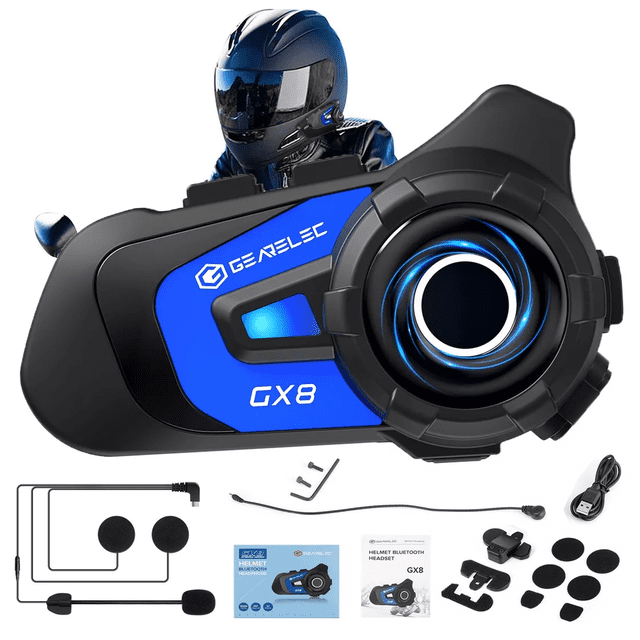 Intercomunicador Audífonos BLOOSOM Bt5.1 para casco 1500m IP67 FM negro/azul