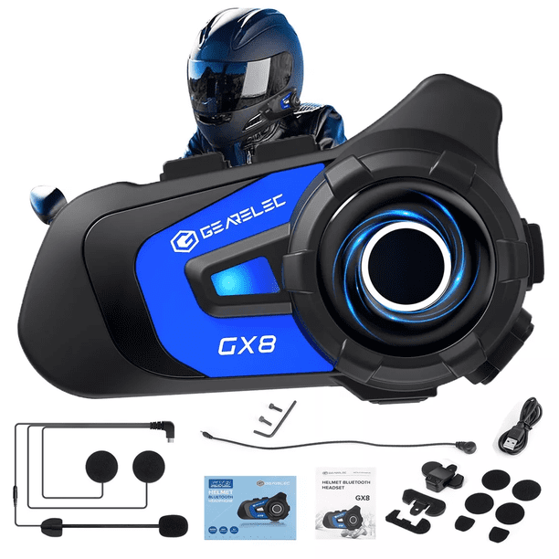 Intercomunicador Audífonos BLOOSOM Bt5.1 para casco 1500m IP67 FM negro/azul