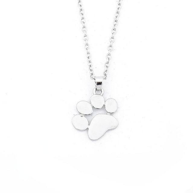 facefd Collier Empreinte de Patte de Chat et Chien Pendentif Long Mignon Chaîne Délicate pour Femmes