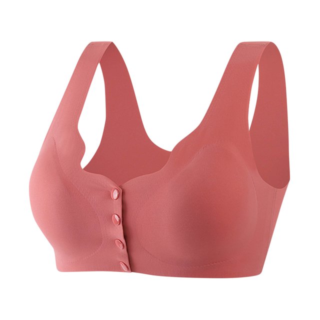 AherBiu Bras for Women No Underwire Full Coverage Button Front Closure Bras Seamless Push up Everyday Lingeries