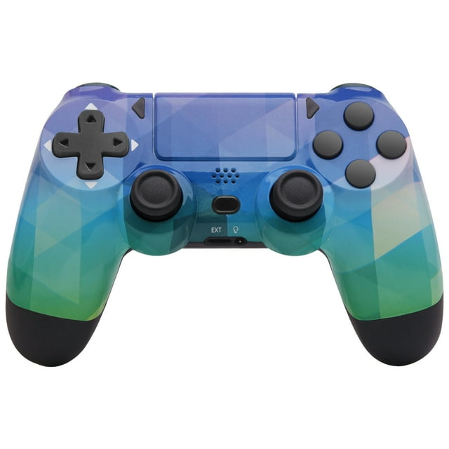 Controlador Inalámbrico para PS4, Compatible con PlayStation 4/4 Slim/4 Pro/PC Windows, Diseño Cuadrado Azul y Verde