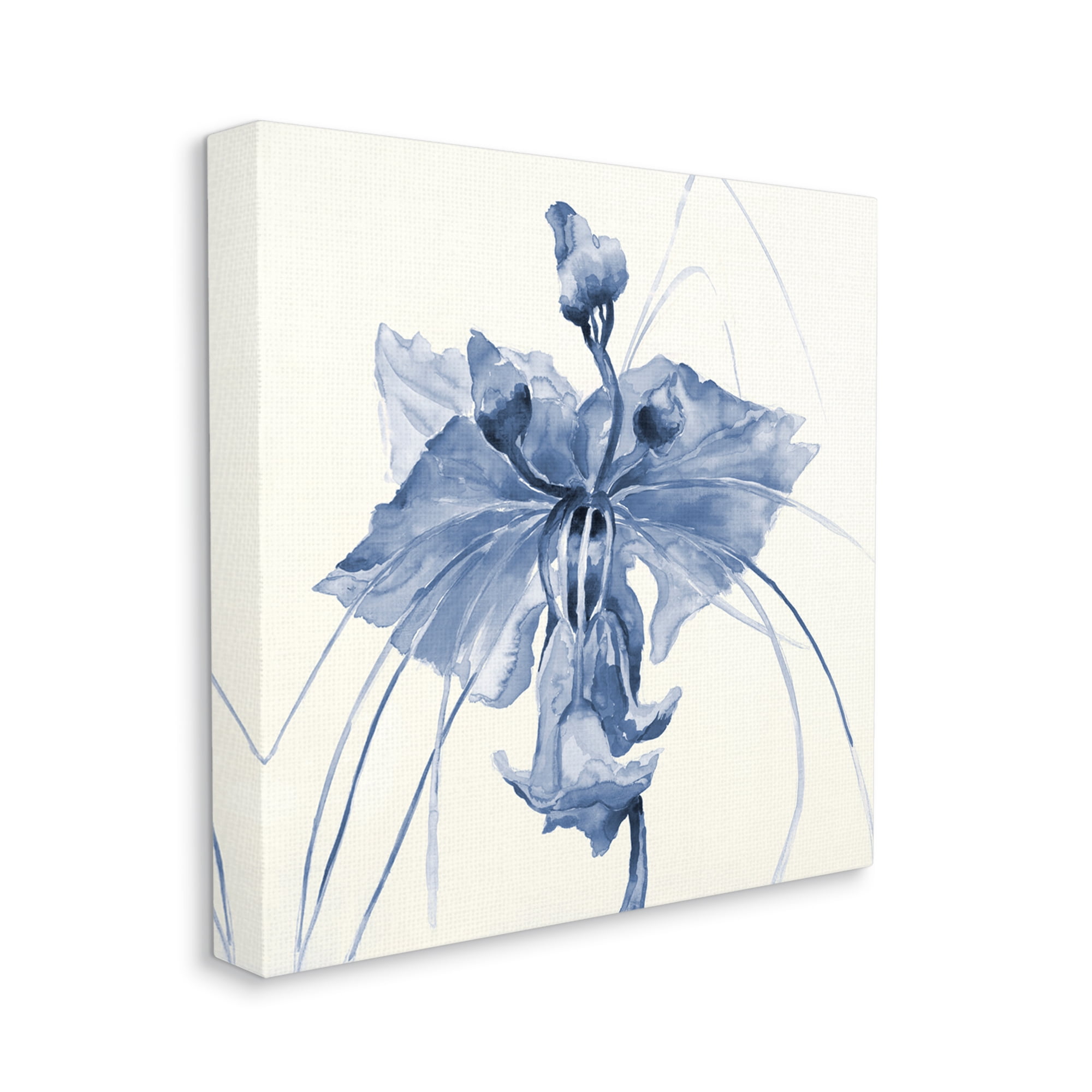 Stupell Industries Blue Abstract Orchid Botanical & Floral Painting Gallery Wrapped Canvas Print Wall Art, 24 x 24