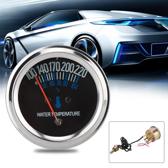 Medidor De Temperatura Del Agua Metal Car 52mm Mecánico Medidor De Temperatura Del Agua Medidor De Temperatura 38-104 Grados Celsius 12V Luz Amarilla ANGGREK Accesorios