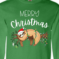 thumbnail image 4 of Inktastic Merry Christmas Cute Sloth with Santa Hat and Lights Long Sleeve T-Shirt, 4 of 5