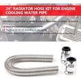 thumbnail image 2 of 24" Radiator Hose Flexible Stainless Steel Universal Water Hoses With 2Pcs Chrome Caps Silver, 2 of 6