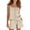 Khaki, variant on Costeam Womens Solid Button Front Pocket Blouse and Casual Short Two Piece Outfit Elastic Waist Shorts Side Pockets Loose Fit Lightweight Summer Casual Co Ord Set
