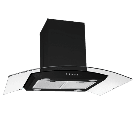 Joeaonz Island Range Hood 30 inch Kitchen 3-Speed Extractor Fan Rangehood Tempered Glass