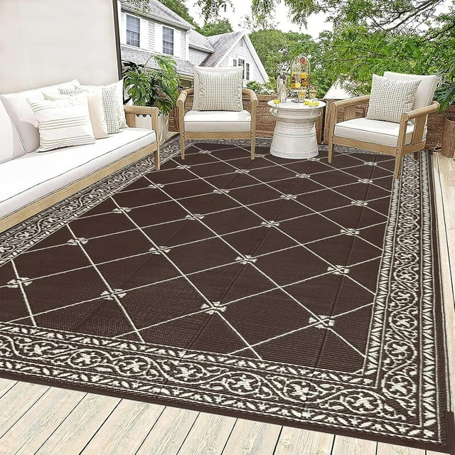 Outdoor Rug for Patio xft Portable Plastic Straw Rug Outdoor Carpet Foldable Reversible Mat Outside Carpet for Rv Balcony Deck Porch Picnic Beach Camping