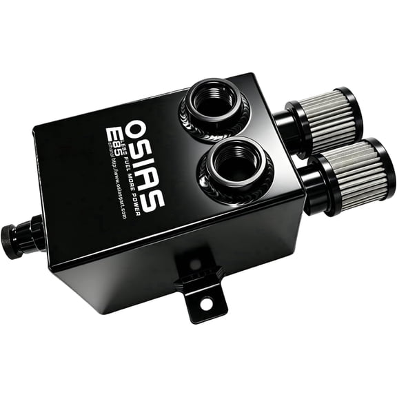 OSIAS 2L 2X 12AN Oil Breather Catch Can Tank 2 Port Dual Stainless Steel Breather Filter Kit