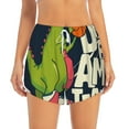 thumbnail image 2 of KLL Dinosaur Basketball Player Pattern Shorts Women,Athletic Shorts High Waisted Running Shorts Pocket Sporty Short Gym Elastic Workout Shorts-Medium, 2 of 7