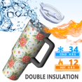 thumbnail image 5 of 40oz Pioneer Flower Floral Print Pattern Insulated Tumbler with Handle, BPA-Free Leak Proof Lid and Straws, Double Wall Vacuum, Hot 12h/Cold 34h, 5 of 6