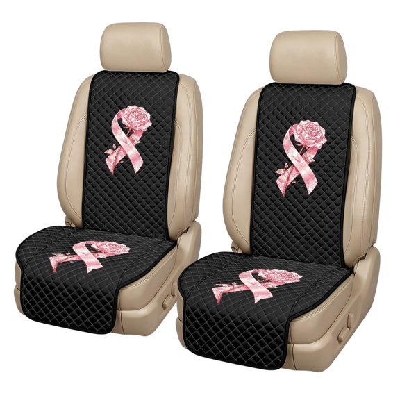 CHAQLIN Pink Crystal Floral Print Non‑Slip Car Seat Cover for Sedans, Quilted Padded Fabric Non-Slip Car Front Seat Covers Quilted Car Seat Covers