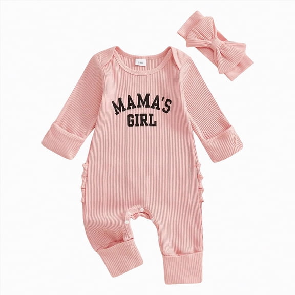 mgoYE Infant Baby Girl Fall Outfit Sweatshirt Romper Daddy's Girl Long Sleeve Jumpsuit Newborn Clothes(Watermelon Red,3-6 Months)