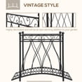 thumbnail image 4 of 40.25"x30.75"x32" Garden Bridge, Black Steel, Curved Frame with Side Rails & Vintage Vine Patterns, 4 of 7