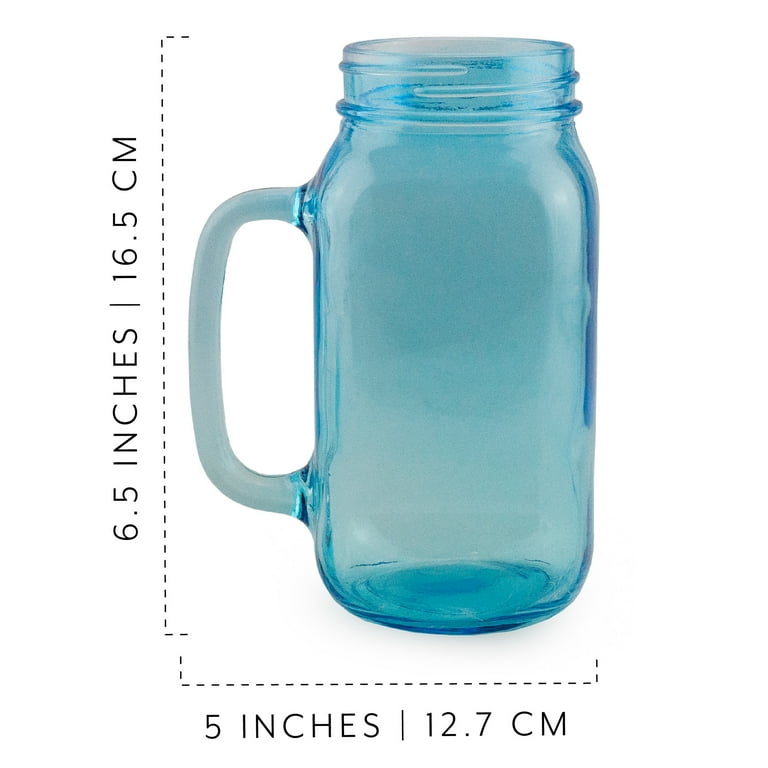 Darware Mason Jar Mugs with Handles (24oz, Blue, 4-Pack); Glass Drinking  Glasses for Cold Beverages, Decoration, Storage, Party Favors, Cocktails,  ...