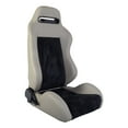 thumbnail image 3 of Ikon Motorsports Compatible with Universal Black Gray PVC Leather Full Reclinable Racing Seats Front Pair +Slider, 3 of 7