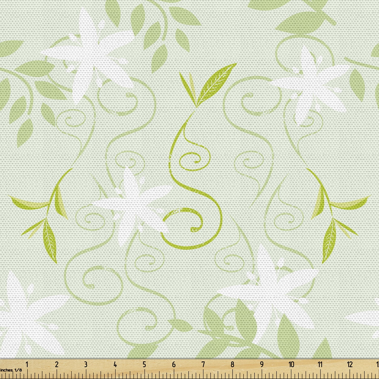 Mint Fabric By The Yard Swirling Floral Branches With Leaves And Flower Florets Nature Print Decorative Upholstery Fabric For Chairs Home Accents By Ambesonne Walmart Com Walmart Com