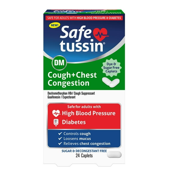Safetussin Non-Drowsy DM Cough & Chest Congestion Relief Caplets, 24 Count