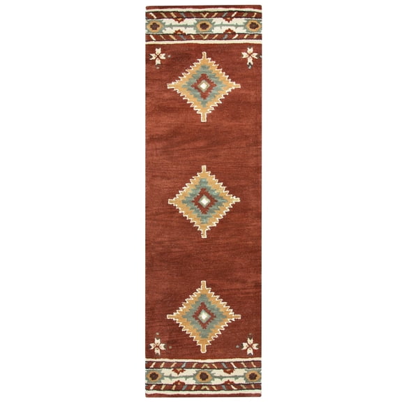 Alora Decor Ryder 2'6" x 8' Tribal Rust/Khaki/Navy/Sage Hand-Tufted Rug