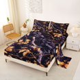 thumbnail image 2 of Feelyou Boho Autumn Raven King Sheets, Spooky Branch Foliage Bedding, Dark Purple Gold, 4 Pieces, 1 Flat Sheet, 1 Fitted Sheet and 2 Pillowcases, 2 of 5