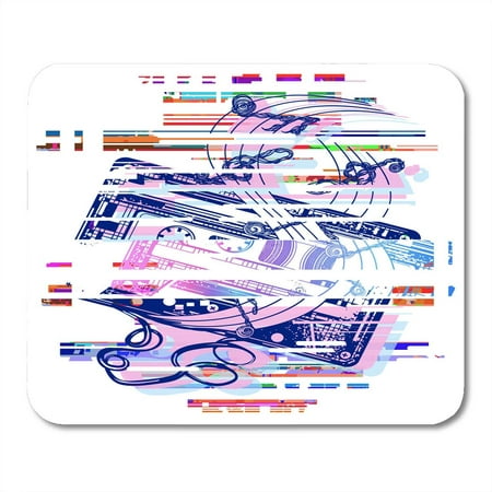 SIDONKU 1980S Glitch Audio Cassette and Music Notes Tattoo and Design Symbol of Retro Nostalgia 80Th and 90Th 80S Mousepad Mouse Pad Mouse Mat 9x10