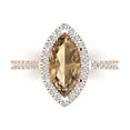 thumbnail image 2 of 2.38ct marquise cut champagne Zircon 18k rose gold halo Bridal Wedding Engagement Promise Anniversary Ring for Women size 4.75, 2 of 7