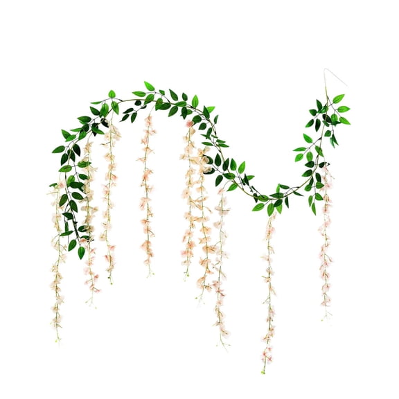 Wisteria Flower Vines Garland 6.56 Ft Artificial Silk Flowers - Hanging Wisteria String for Wedding, Garden, and Home Decor, Yellow, Garland