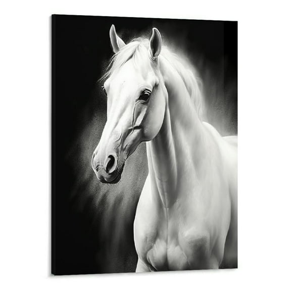 Creowell Black And White Horse Canvas Wall Art Framed Farm Animal Pictures Farmhouse Painting Decor For Living Room Bedroom Home Office Artwork Ready To Hang 16x20in
