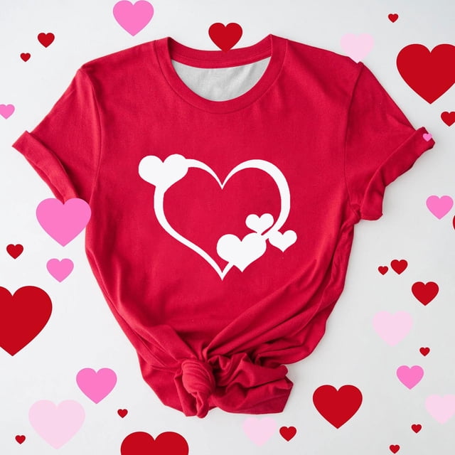 Mareep S-5TG Vêtements de la Saint-Valentin Pull Décontracté Imprimé Col Rond Manches Courtes Cadeau de la Saint-Valentin