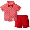 thumbnail image 2 of Bovxnpu Boys Girls Summer Outfits 2 Piece, Girls Cotton Short Sleeve Shirt Top and Shorts Set, 1-5 Years Boys' Fashion Printed Bow Strap Shorts Two Piece Set Short Sleeve Collar Set 4 Years, 2 of 10