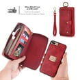 thumbnail image 6 of iPhone 8 Plus Wallet Detachable Case, iPhone 7 Plus Case, Dteck [wrist band & metal buckle] [14 Card Slots] Zipper Purse Phone Case Folio Flip PU Leather Removable Magnetic Back Cover, Red, 6 of 10