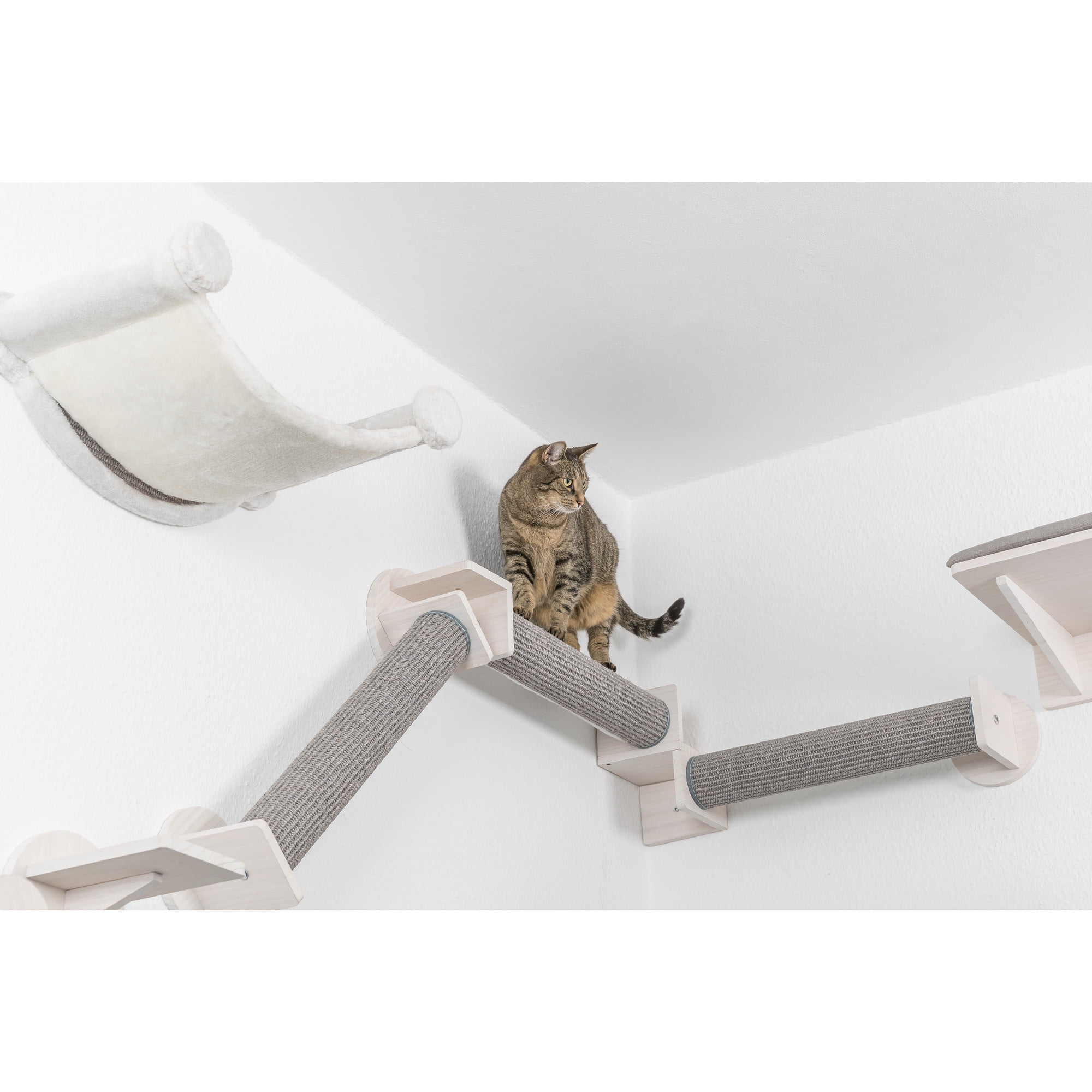 TRIXIE Wall Set 6 Wall Mounted Cat Perch System, Scratching Posts, Platforms, Steps, Gray
