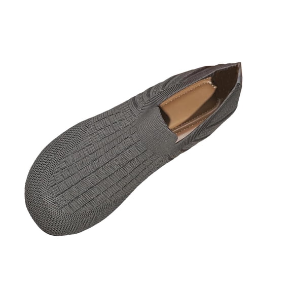 Gray Female Spring Summer Flat Shoes With Round Toe And Mesh Fabric For Casual And Leisure Activities