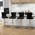 thumbnail image 2 of Westice Velvet Swivel Bar Stools Set of 4 with Tufted Back & Gold Base, Black, 2 of 9